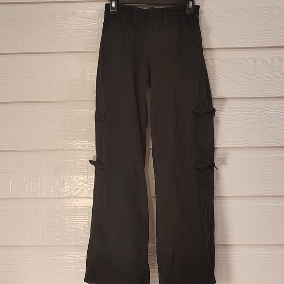 Motel Rocks Pants - Motel Womens Small Hansa Cargo Trouser Black Utility Handmade 100% Cotton